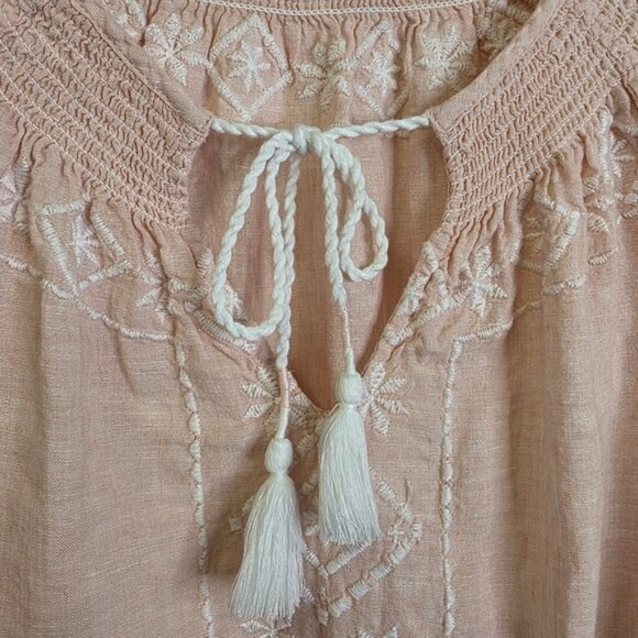 Joie linen Boho Long sleeve with tie front  Top - Picture 4 of 6